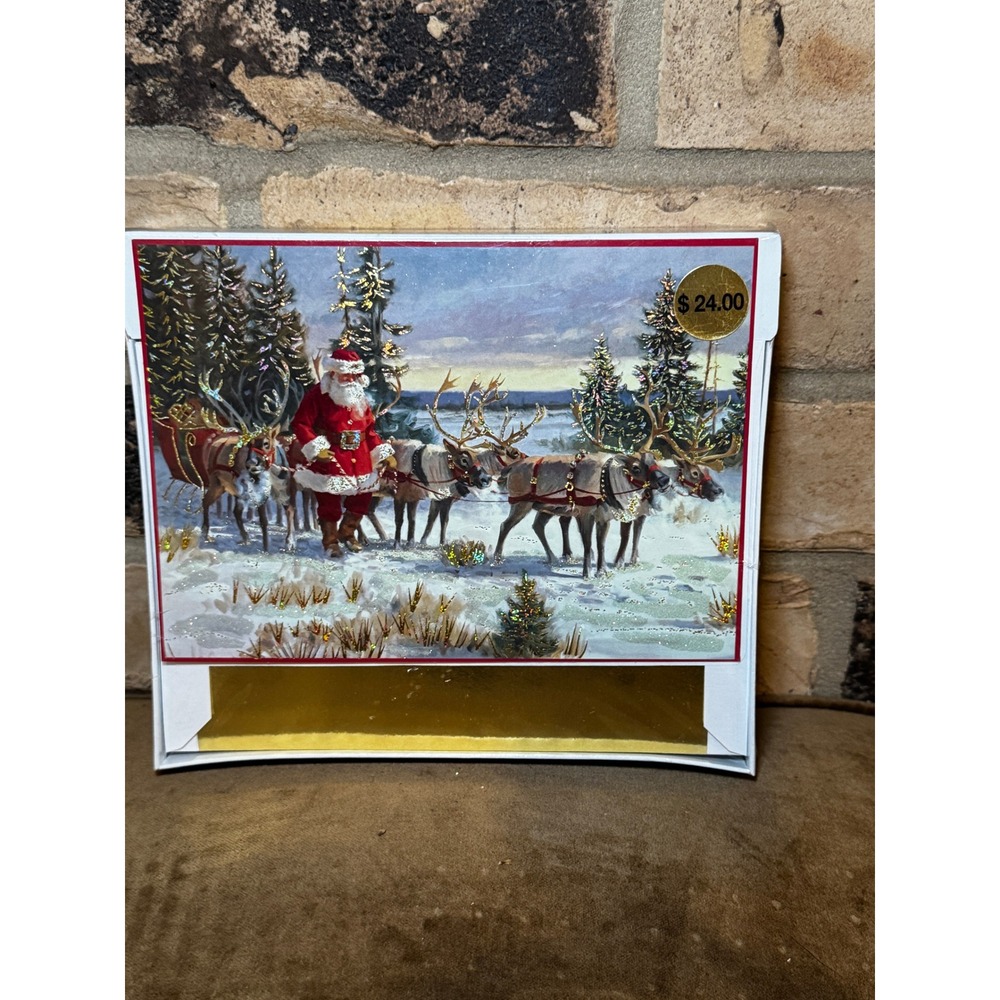 VTG Tom Browning Christmas Greeting Cards Boxed Set 14 Reindeer Paper Magic